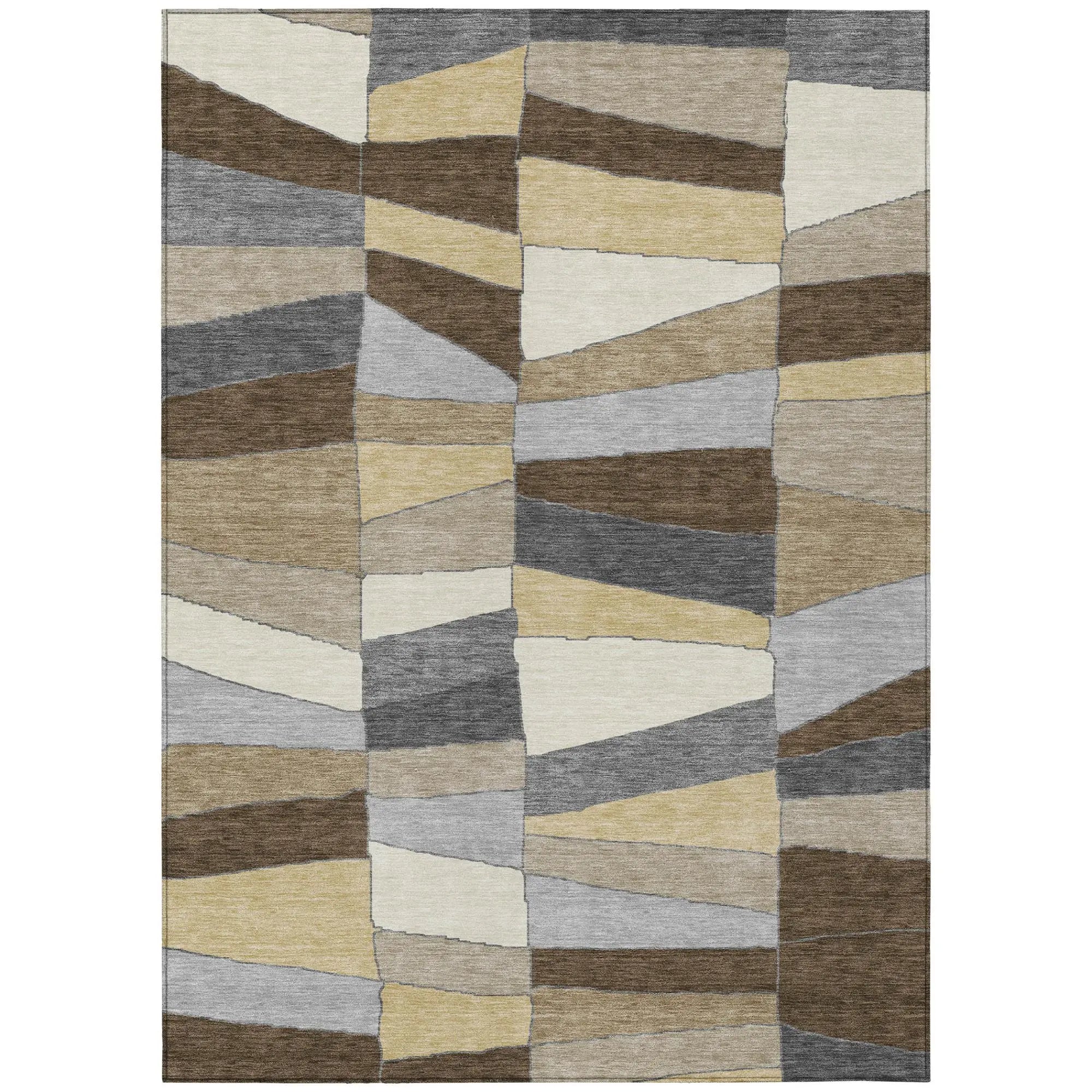 9' X 12' Chocolate And Brown Geometric Washable Indoor Outdoor Area Rug Homeroots Outdoor