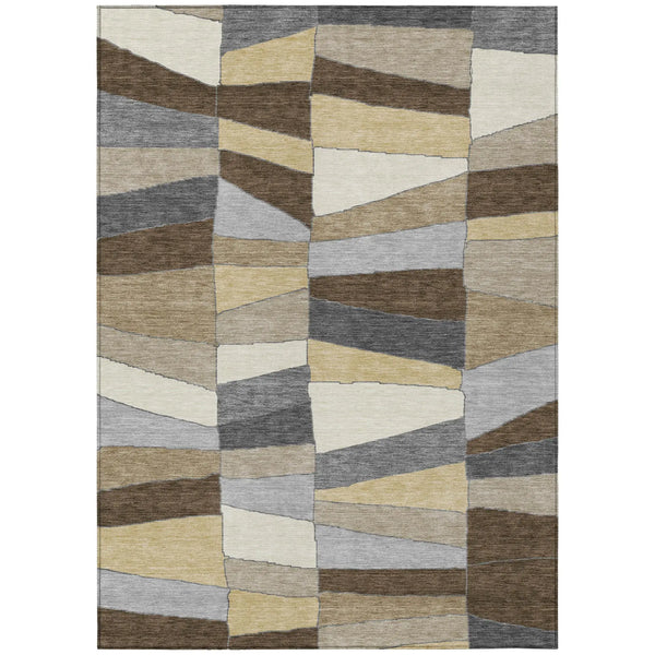 9' X 12' Chocolate And Brown Geometric Washable Indoor Outdoor Area Rug Homeroots Outdoor