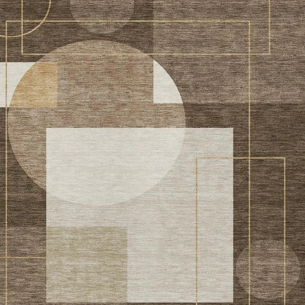 9' X 12' Chocolate And Brown Geometric Washable Indoor Outdoor Area Rug Homeroots Outdoor