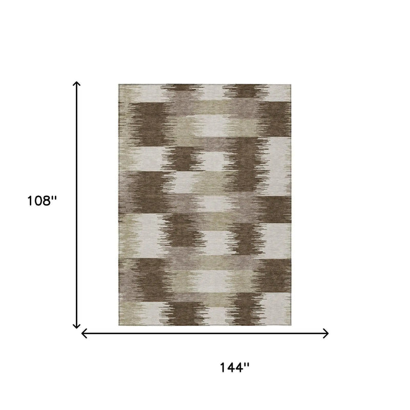 9' X 12' Chocolate And Brown Geometric Washable Indoor Outdoor Area Rug Homeroots Outdoor