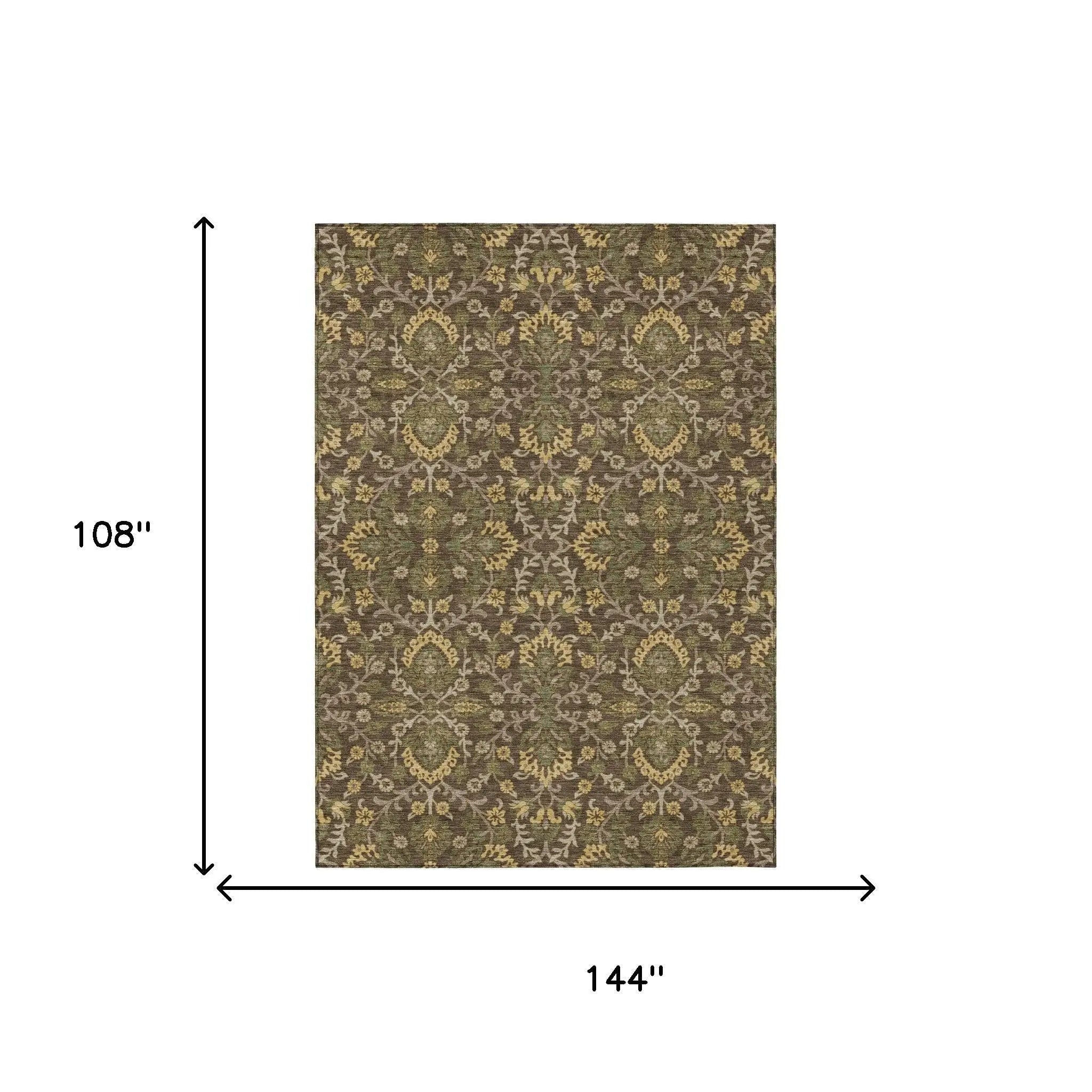 9' X 12' Chocolate And Brown Geometric Washable Indoor Outdoor Area Rug Homeroots Outdoor