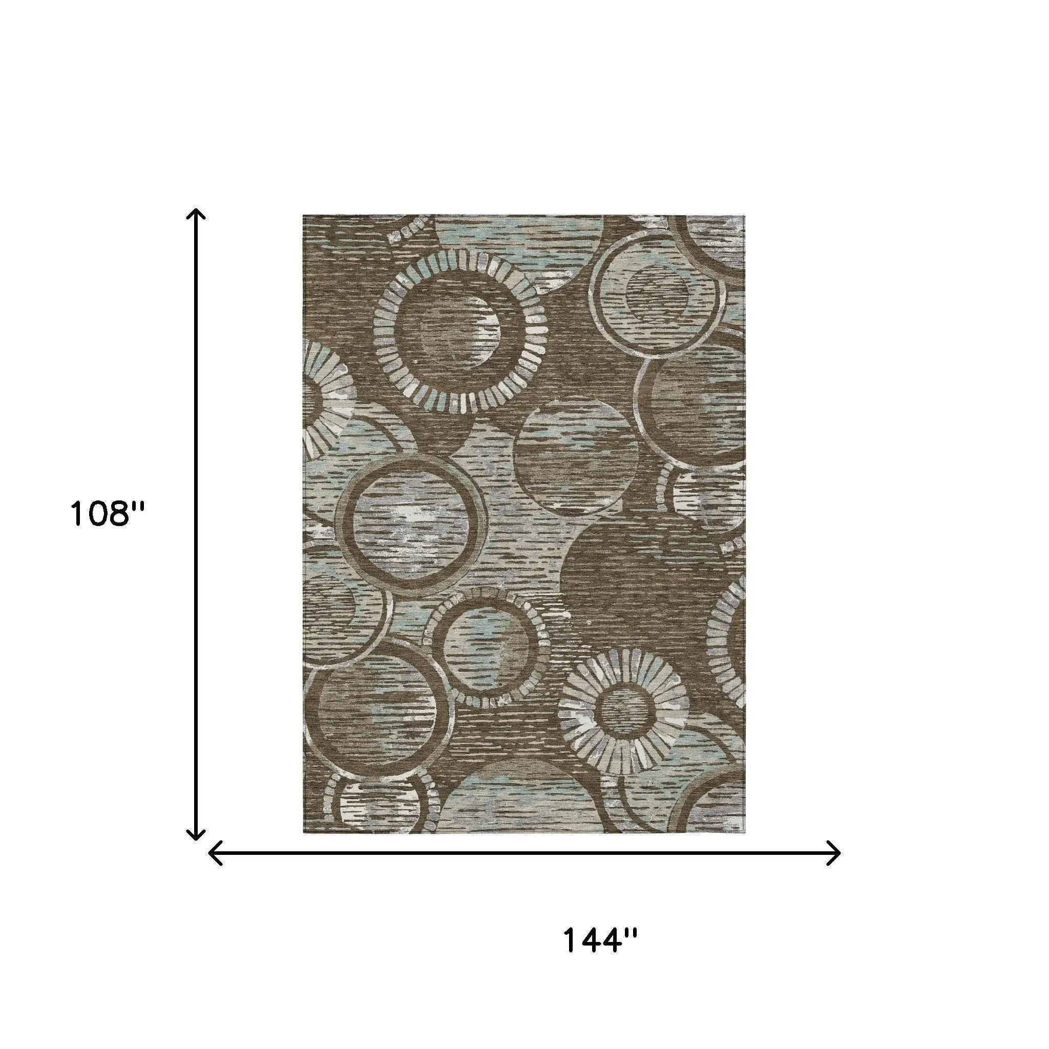 9' X 12' Chocolate And Brown Geometric Washable Indoor Outdoor Area Rug Homeroots Outdoor