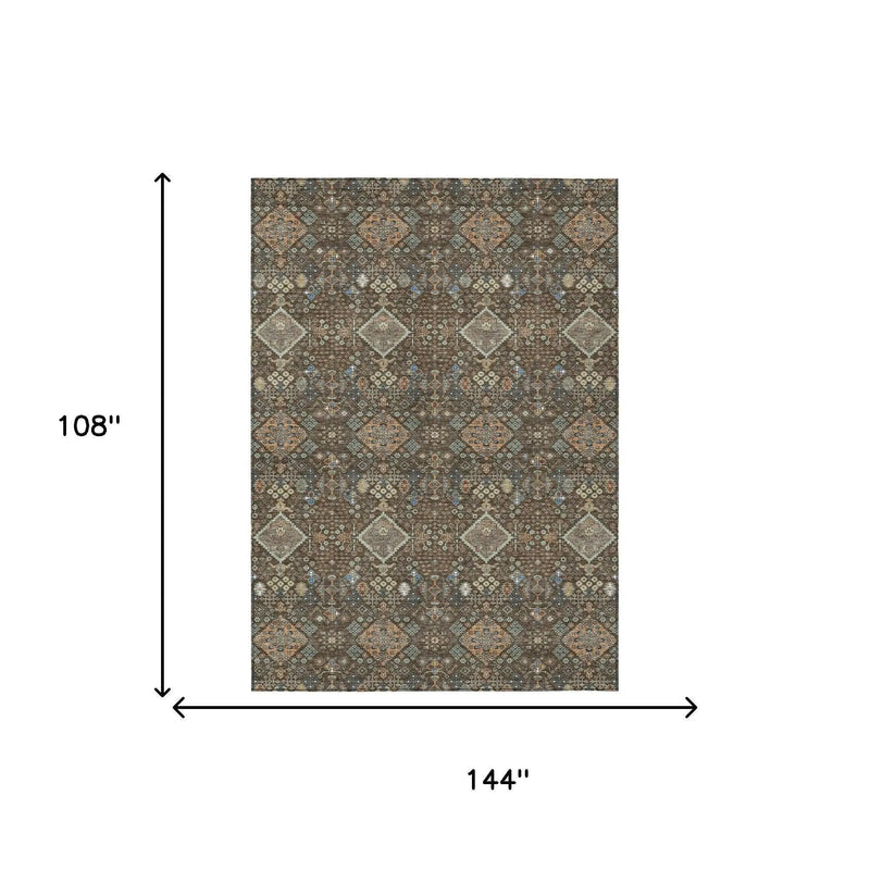 9' X 12' Chocolate And Brown Geometric Washable Indoor Outdoor Area Rug Homeroots Outdoor