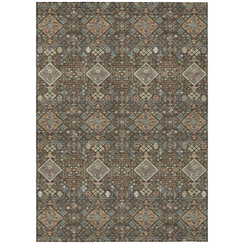 9' X 12' Chocolate And Brown Geometric Washable Indoor Outdoor Area Rug Homeroots Outdoor