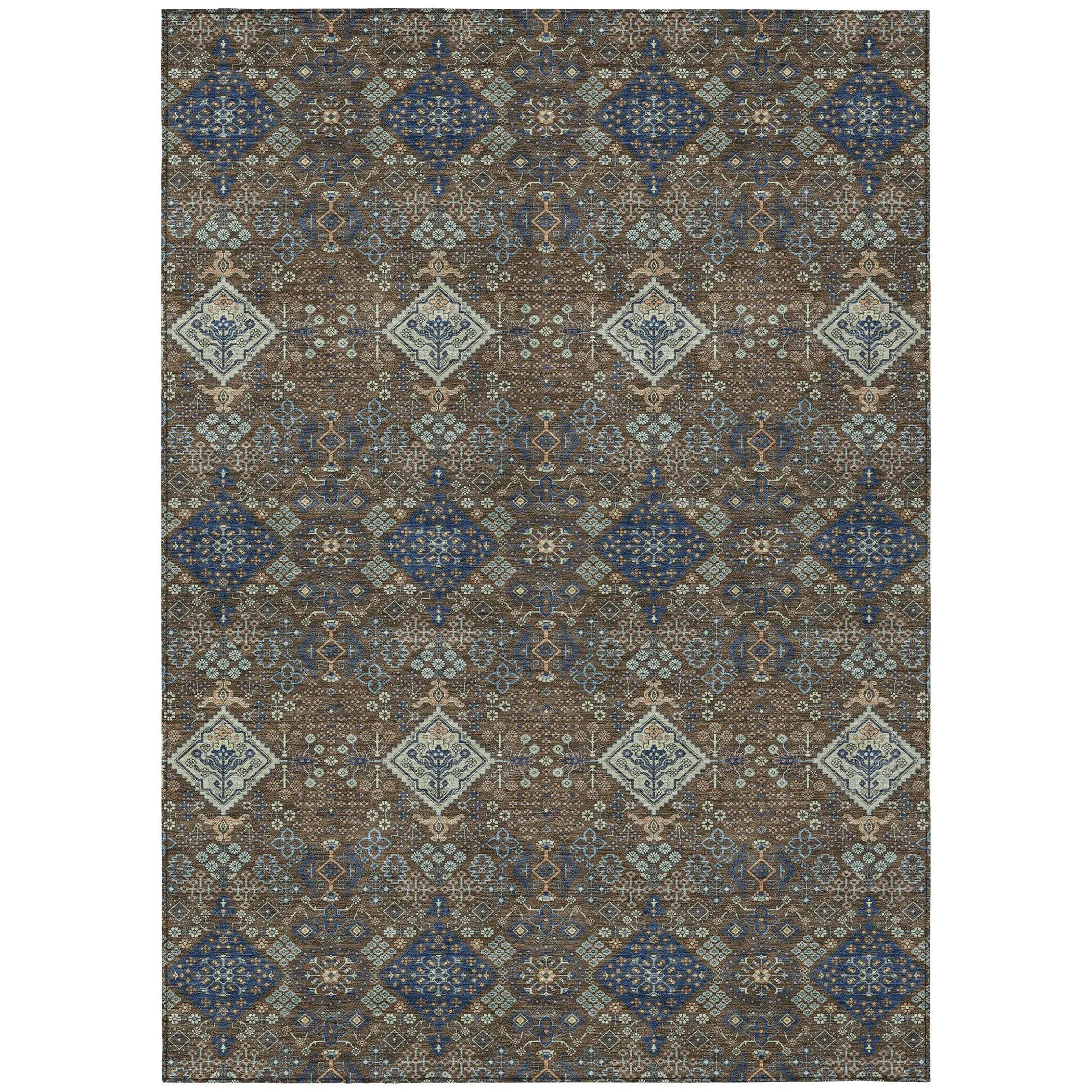 9' X 12' Chocolate And Brown Geometric Washable Indoor Outdoor Area Rug Homeroots Outdoor