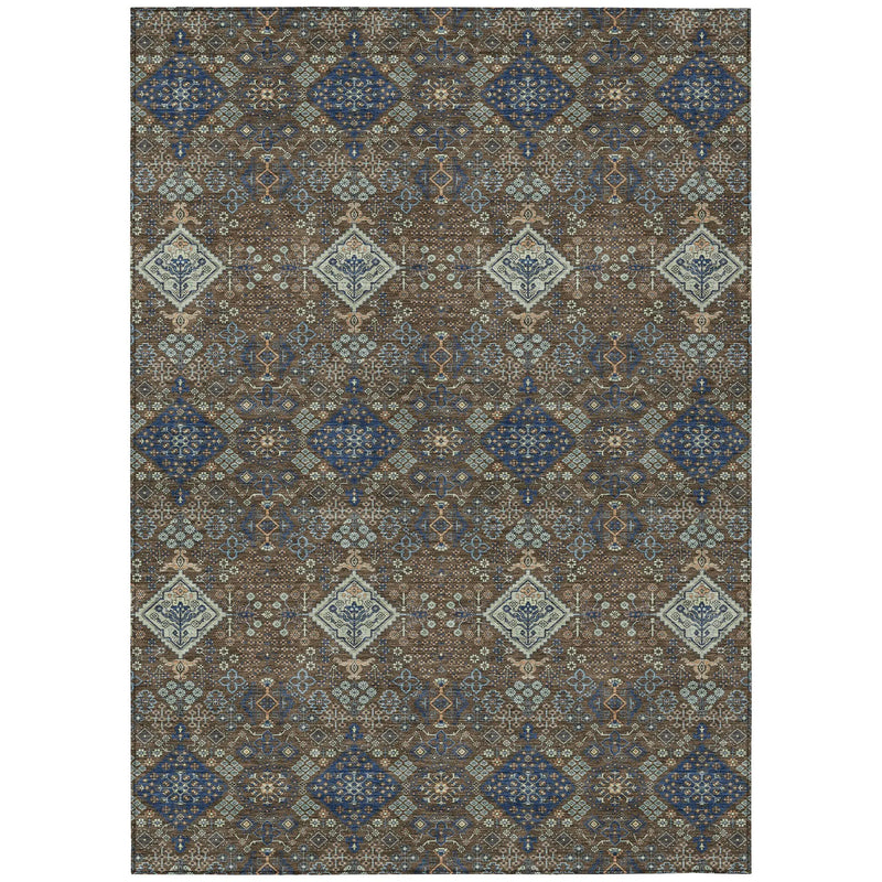 9' X 12' Chocolate And Brown Geometric Washable Indoor Outdoor Area Rug Homeroots Outdoor