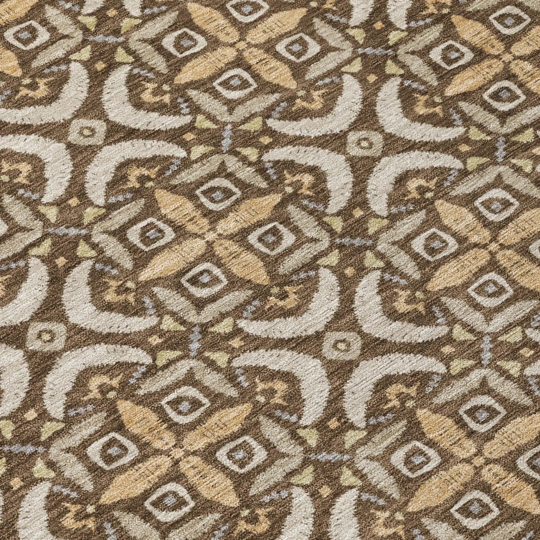 9' X 12' Chocolate And Brown Geometric Washable Indoor Outdoor Area Rug Homeroots Outdoor