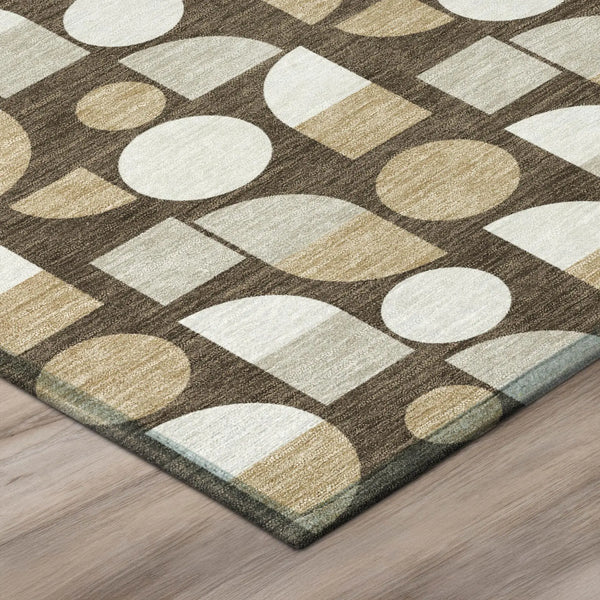 9' X 12' Chocolate And Brown Geometric Washable Indoor Outdoor Area Rug Homeroots Outdoor