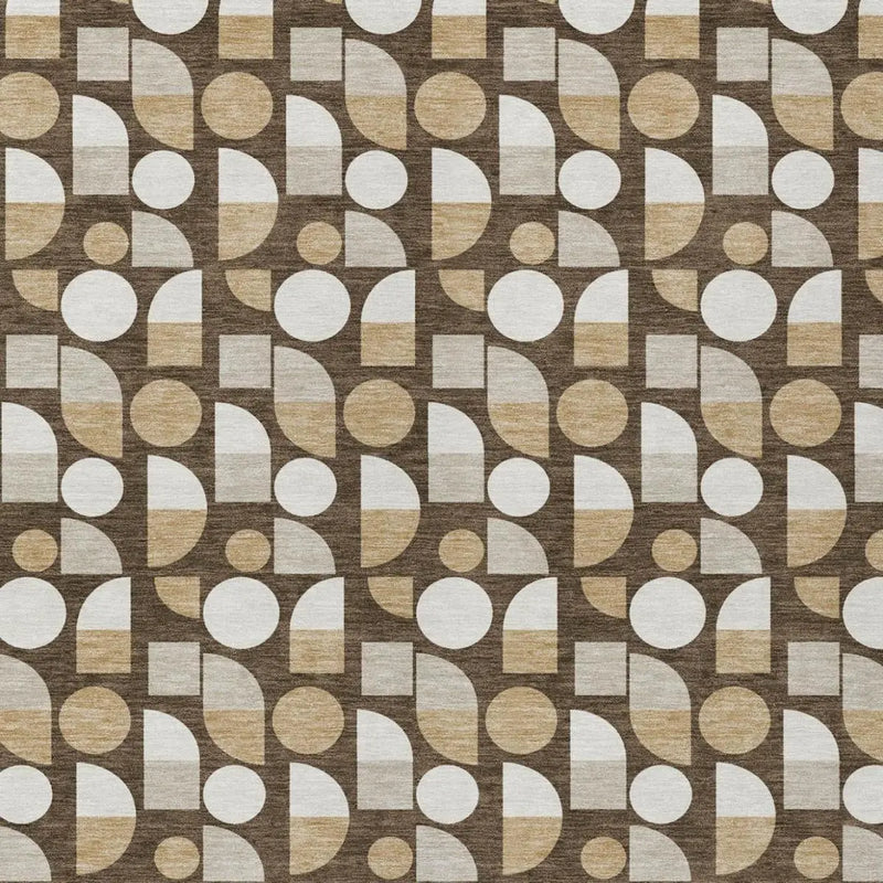 9' X 12' Chocolate And Brown Geometric Washable Indoor Outdoor Area Rug Homeroots Outdoor