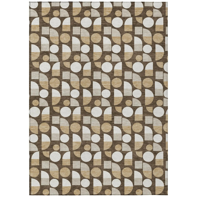 9' X 12' Chocolate And Brown Geometric Washable Indoor Outdoor Area Rug Homeroots Outdoor