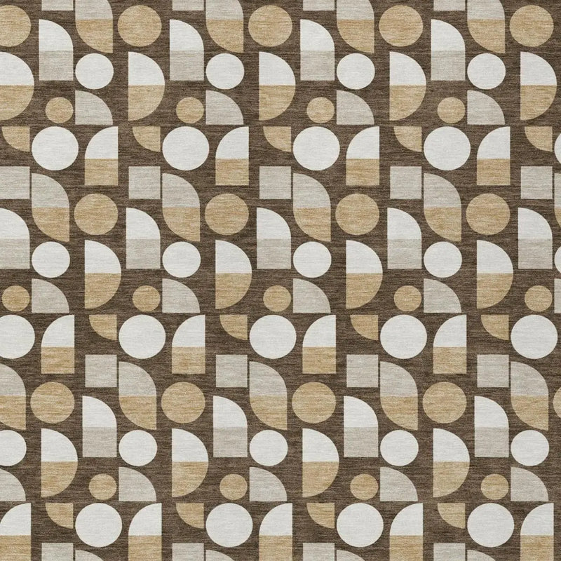 9' X 12' Chocolate And Brown Geometric Washable Indoor Outdoor Area Rug Homeroots Outdoor