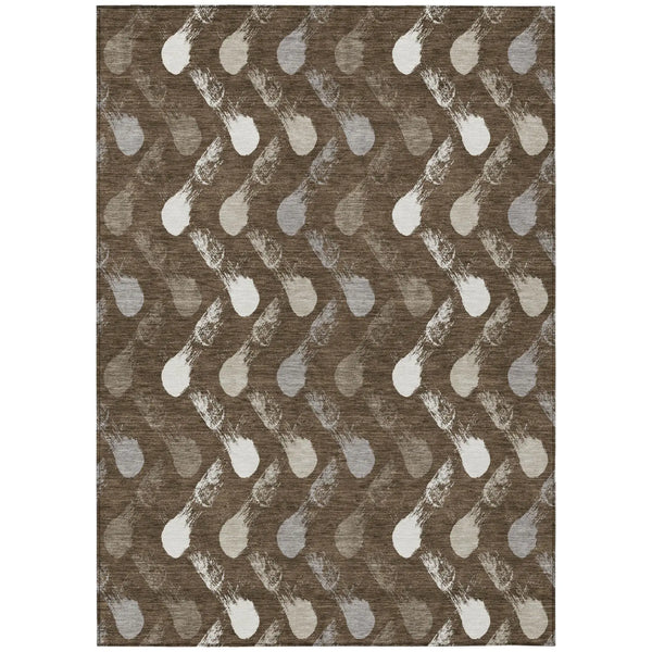 9' X 12' Chocolate And Brown Geometric Washable Indoor Outdoor Area Rug Homeroots Outdoor