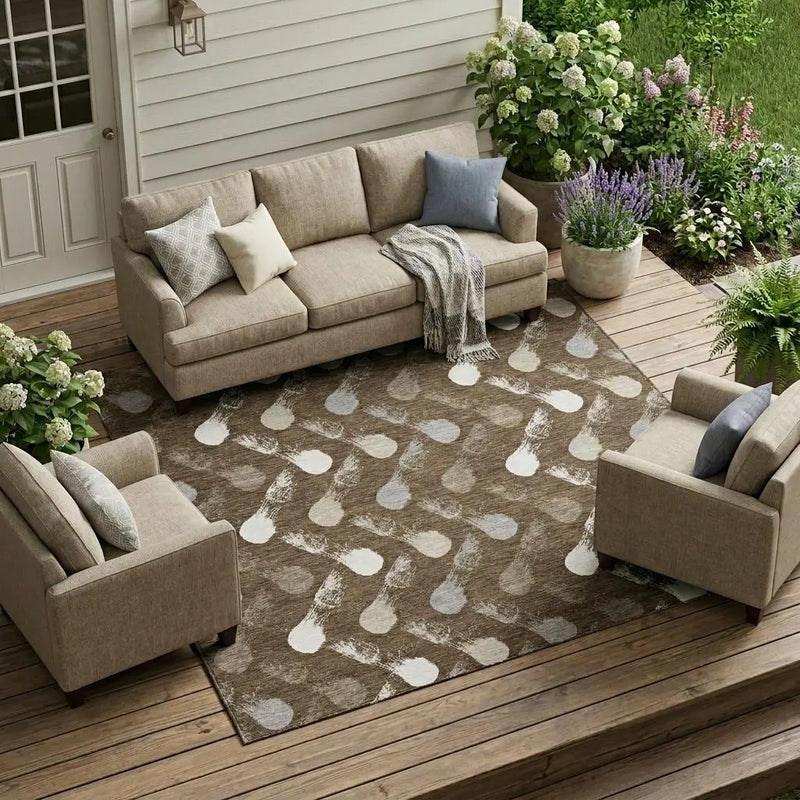 9' X 12' Chocolate And Brown Geometric Washable Indoor Outdoor Area Rug Homeroots Outdoor