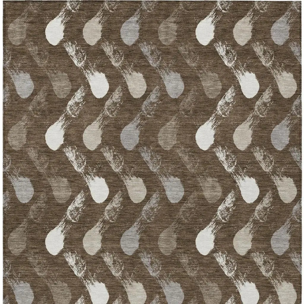 9' X 12' Chocolate And Brown Geometric Washable Indoor Outdoor Area Rug Homeroots Outdoor