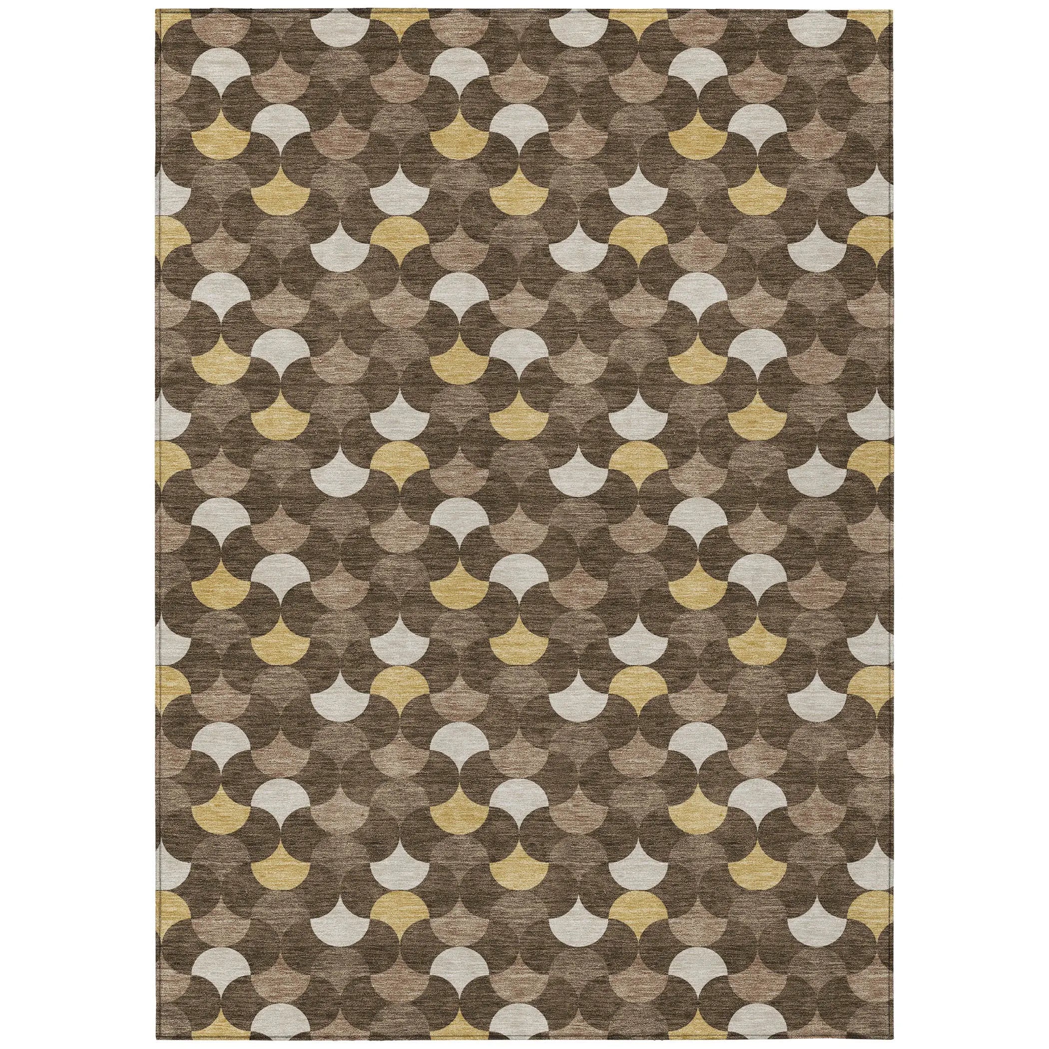 9' X 12' Chocolate And Brown Geometric Washable Indoor Outdoor Area Rug Homeroots Outdoor