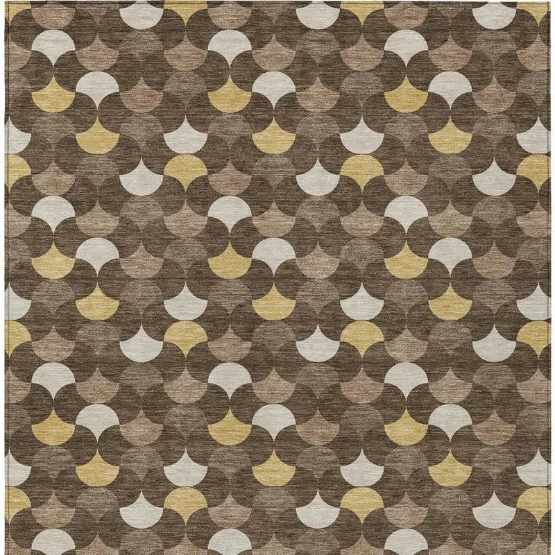 9' X 12' Chocolate And Brown Geometric Washable Indoor Outdoor Area Rug Homeroots Outdoor
