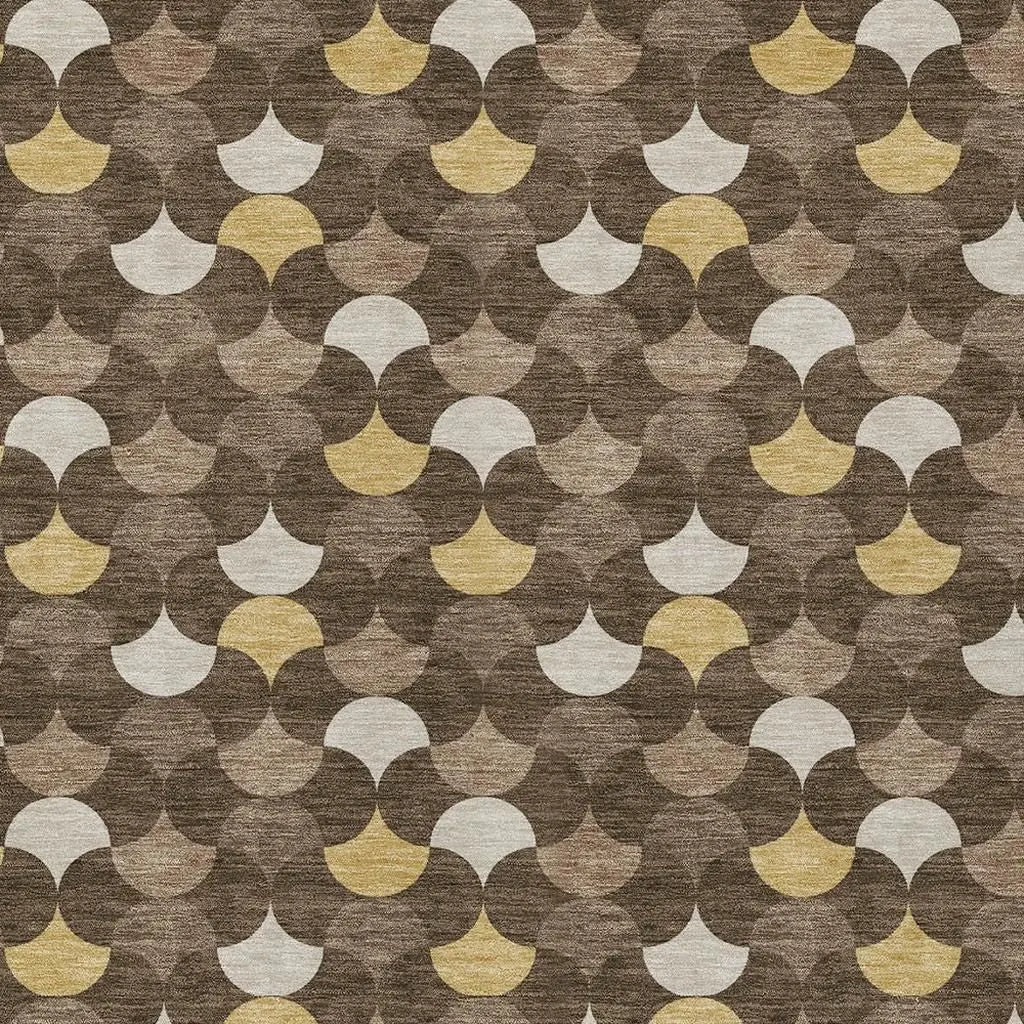 9' X 12' Chocolate And Brown Geometric Washable Indoor Outdoor Area Rug Homeroots Outdoor