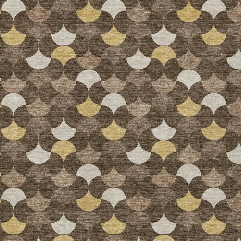 9' X 12' Chocolate And Brown Geometric Washable Indoor Outdoor Area Rug Homeroots Outdoor