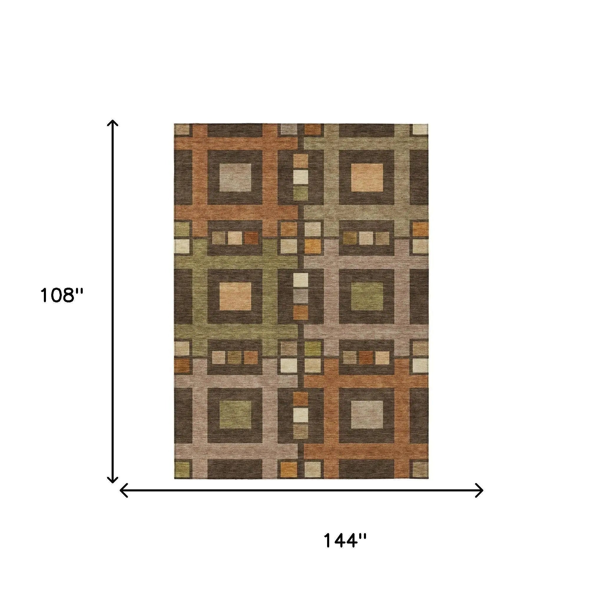 9' X 12' Chocolate And Brown Geometric Washable Indoor Outdoor Area Rug Homeroots Outdoor