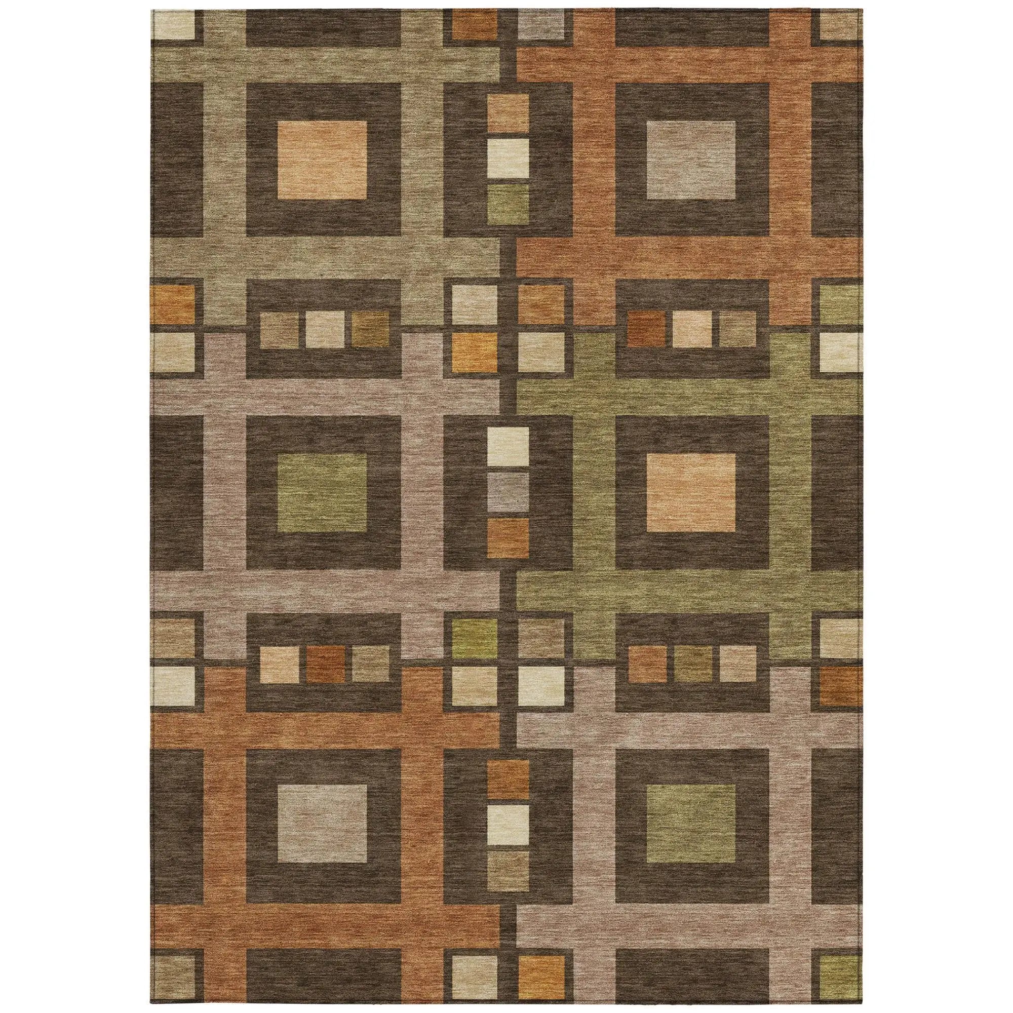 9' X 12' Chocolate And Brown Geometric Washable Indoor Outdoor Area Rug Homeroots Outdoor