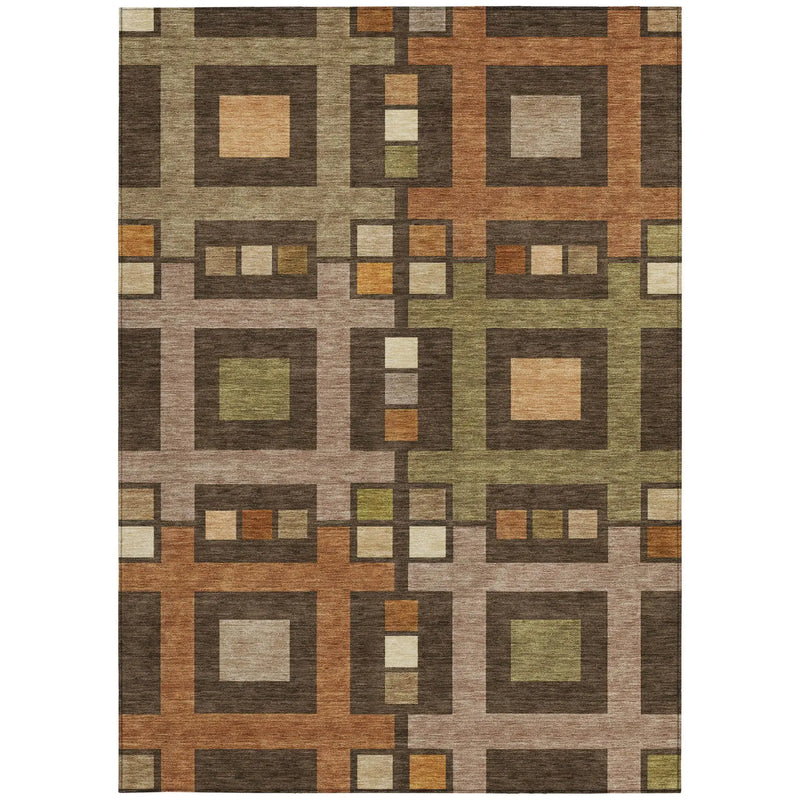 9' X 12' Chocolate And Brown Geometric Washable Indoor Outdoor Area Rug Homeroots Outdoor