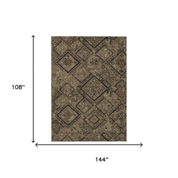 9' X 12' Chocolate And Brown Geometric Washable Indoor Outdoor Area Rug Homeroots Outdoor