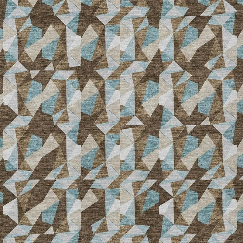 9' X 12' Chocolate And Brown Geometric Washable Indoor Outdoor Area Rug Homeroots Outdoor