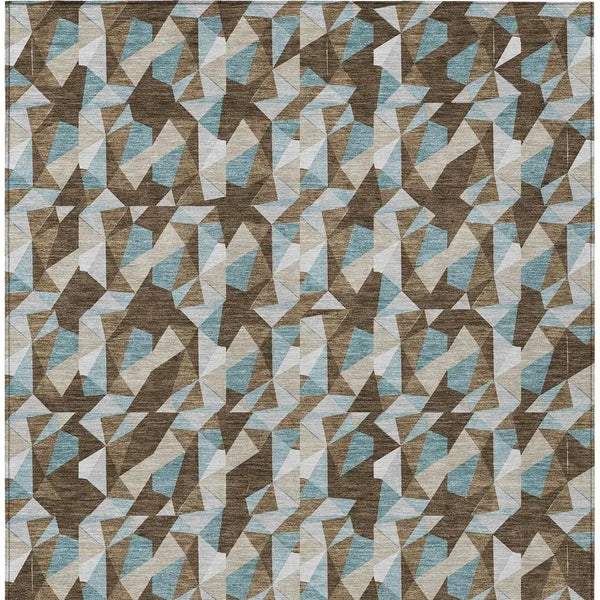 9' X 12' Chocolate And Brown Geometric Washable Indoor Outdoor Area Rug Homeroots Outdoor