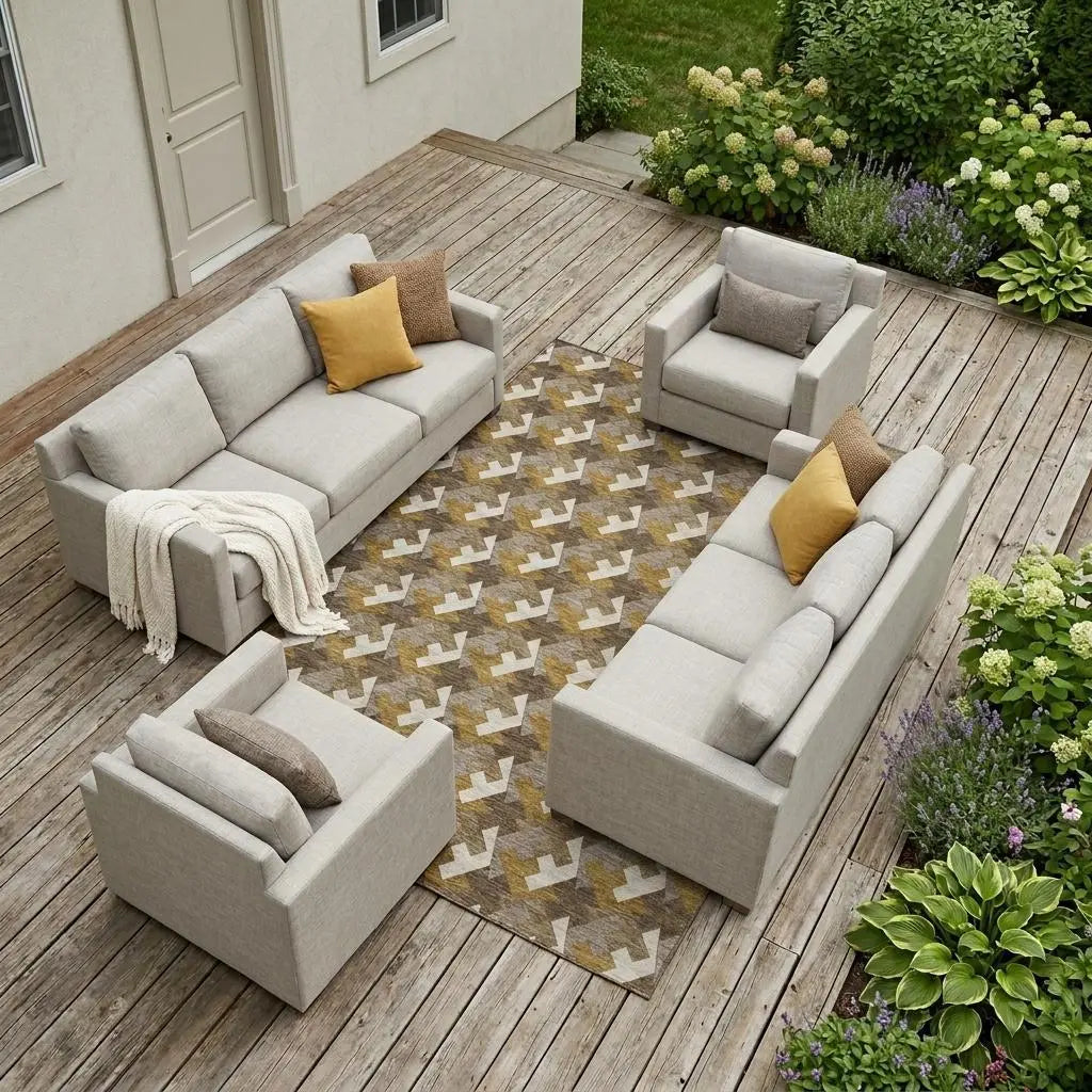 9' X 12' Chocolate And Brown Geometric Washable Indoor Outdoor Area Rug Homeroots Outdoor