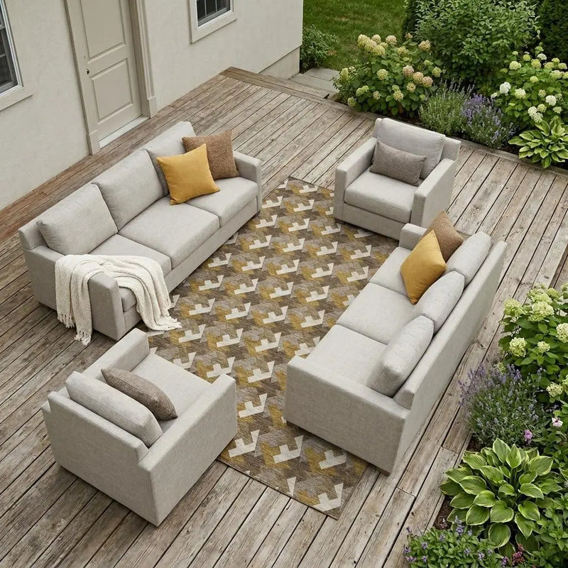9' X 12' Chocolate And Brown Geometric Washable Indoor Outdoor Area Rug Homeroots Outdoor