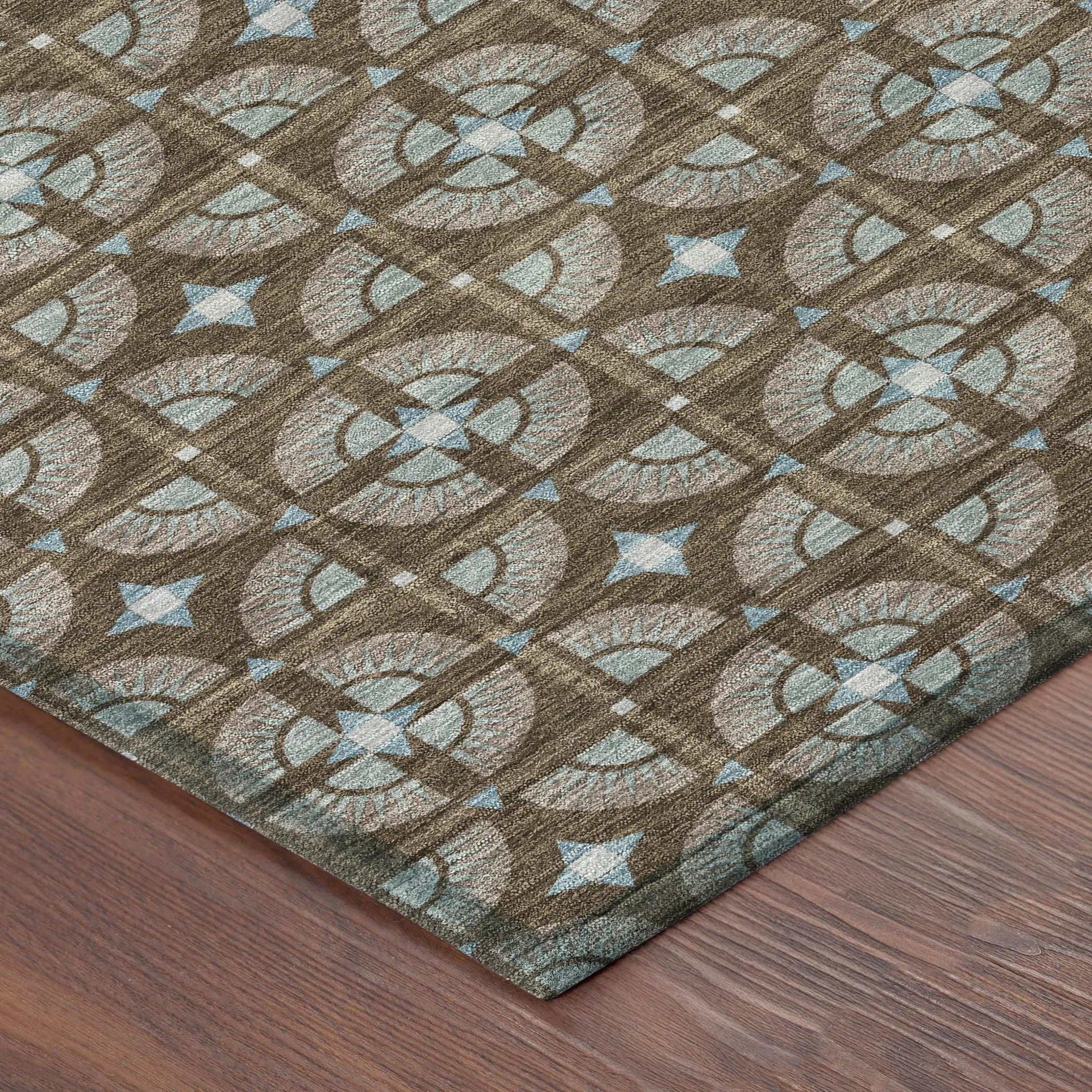 9' X 12' Chocolate And Brown Geometric Washable Indoor Outdoor Area Rug Homeroots Outdoor