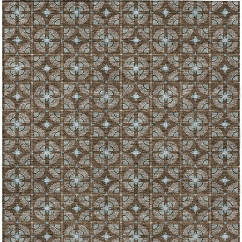 9' X 12' Chocolate And Brown Geometric Washable Indoor Outdoor Area Rug Homeroots Outdoor