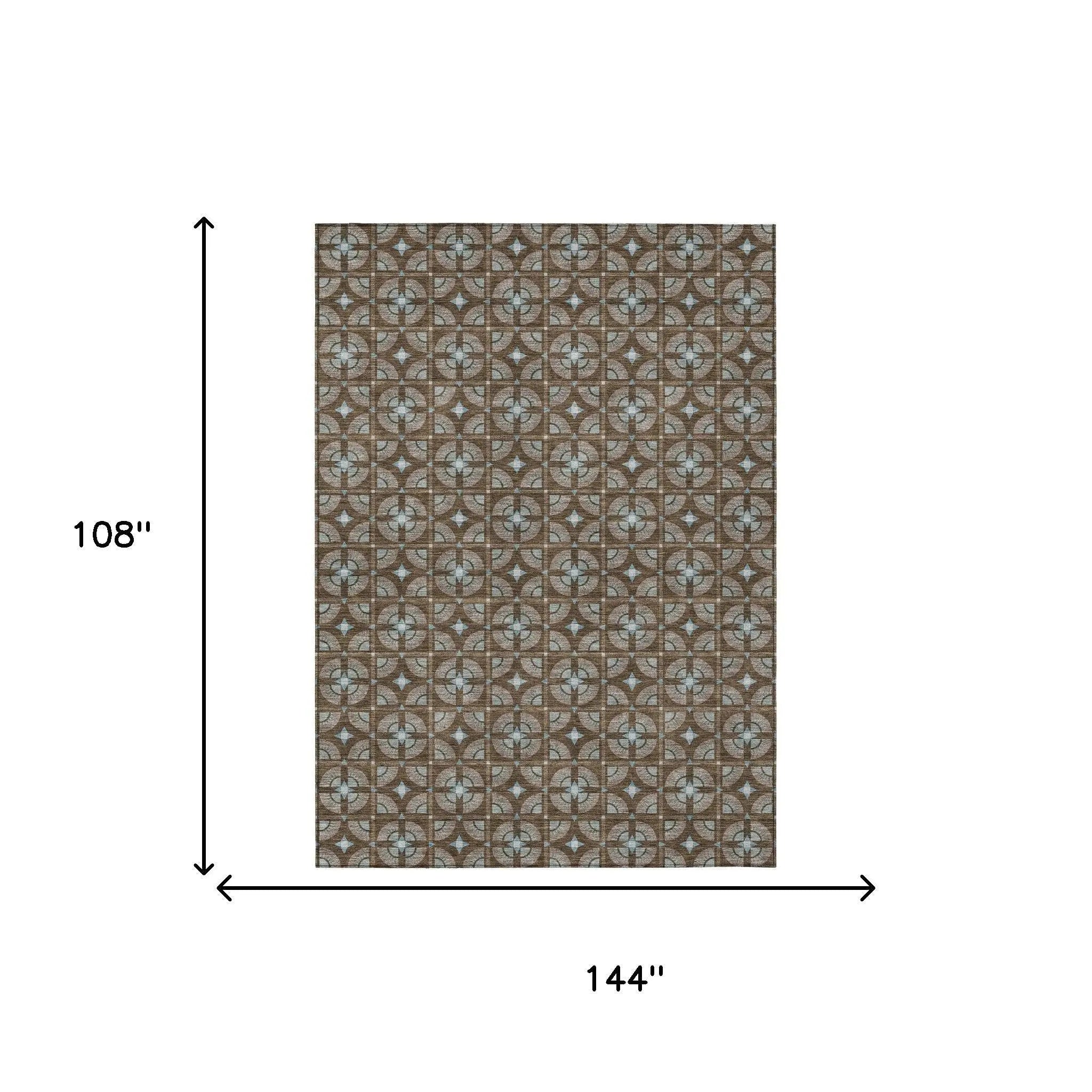 9' X 12' Chocolate And Brown Geometric Washable Indoor Outdoor Area Rug Homeroots Outdoor