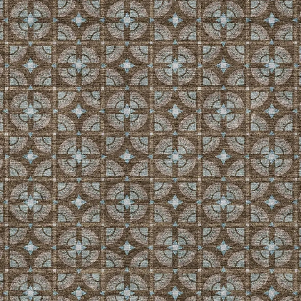 9' X 12' Chocolate And Brown Geometric Washable Indoor Outdoor Area Rug Homeroots Outdoor