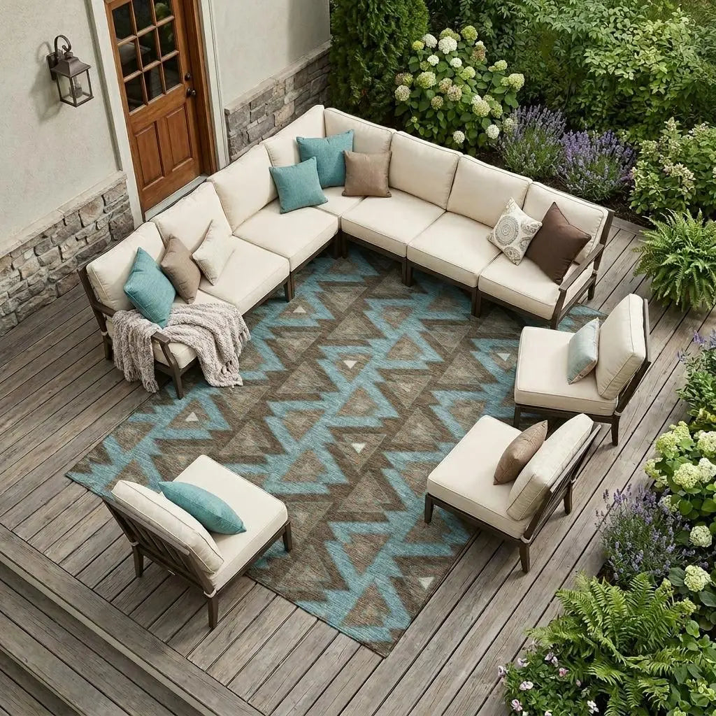 9' X 12' Chocolate And Brown Geometric Washable Indoor Outdoor Area Rug Homeroots Outdoor