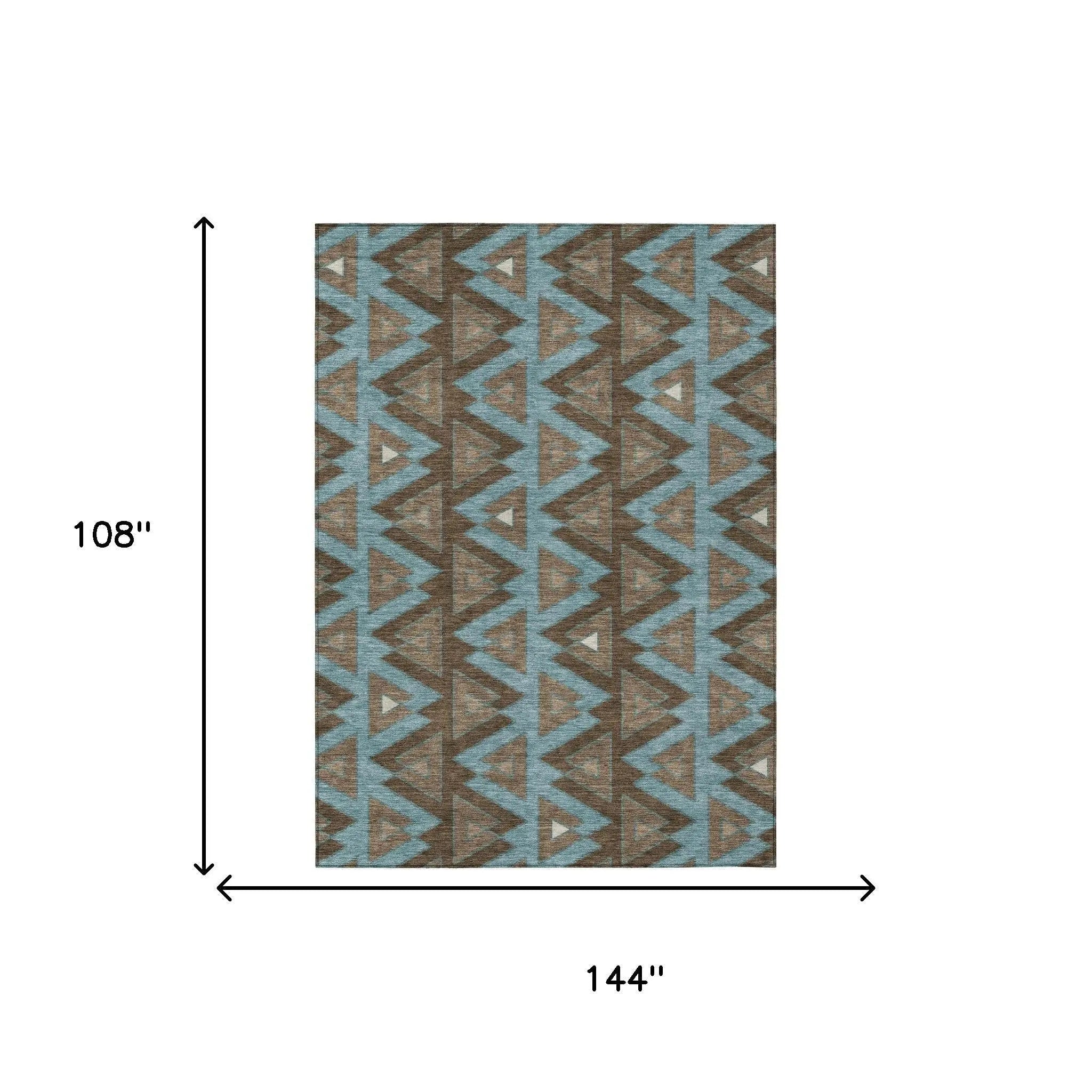 9' X 12' Chocolate And Brown Geometric Washable Indoor Outdoor Area Rug Homeroots Outdoor