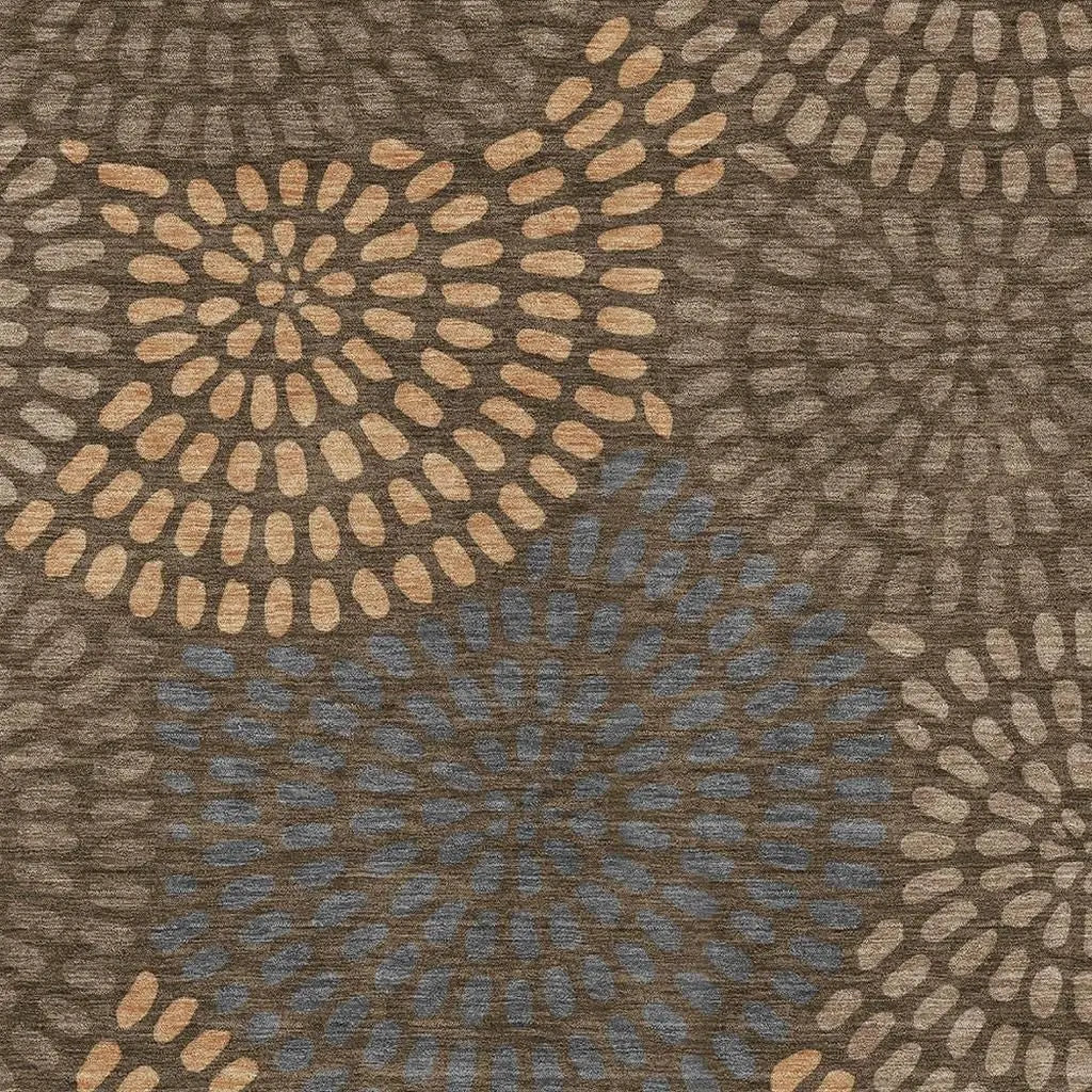 9' X 12' Chocolate And Brown Geometric Washable Indoor Outdoor Area Rug Homeroots Outdoor
