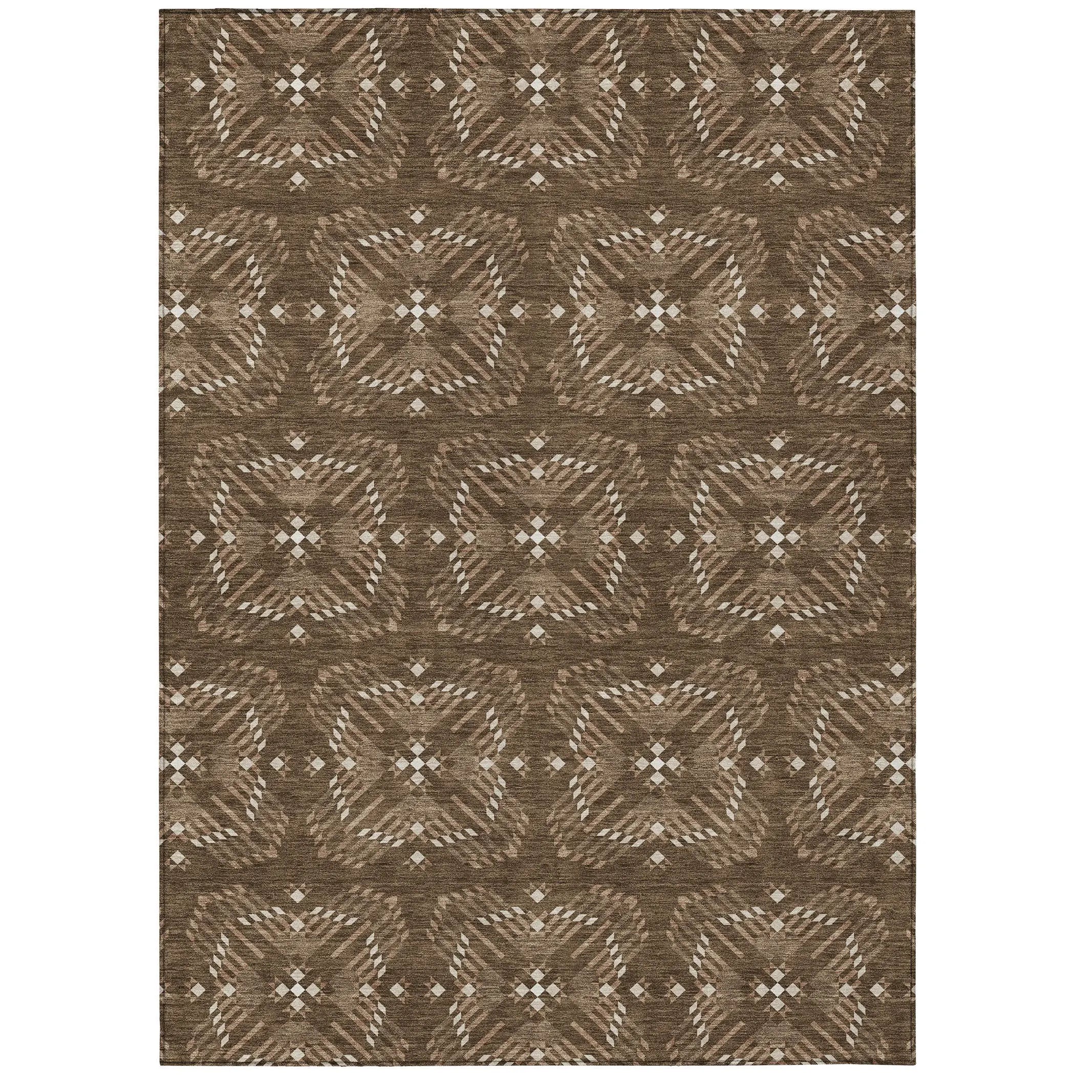 9' X 12' Chocolate And Brown Geometric Washable Indoor Outdoor Area Rug Homeroots Outdoor
