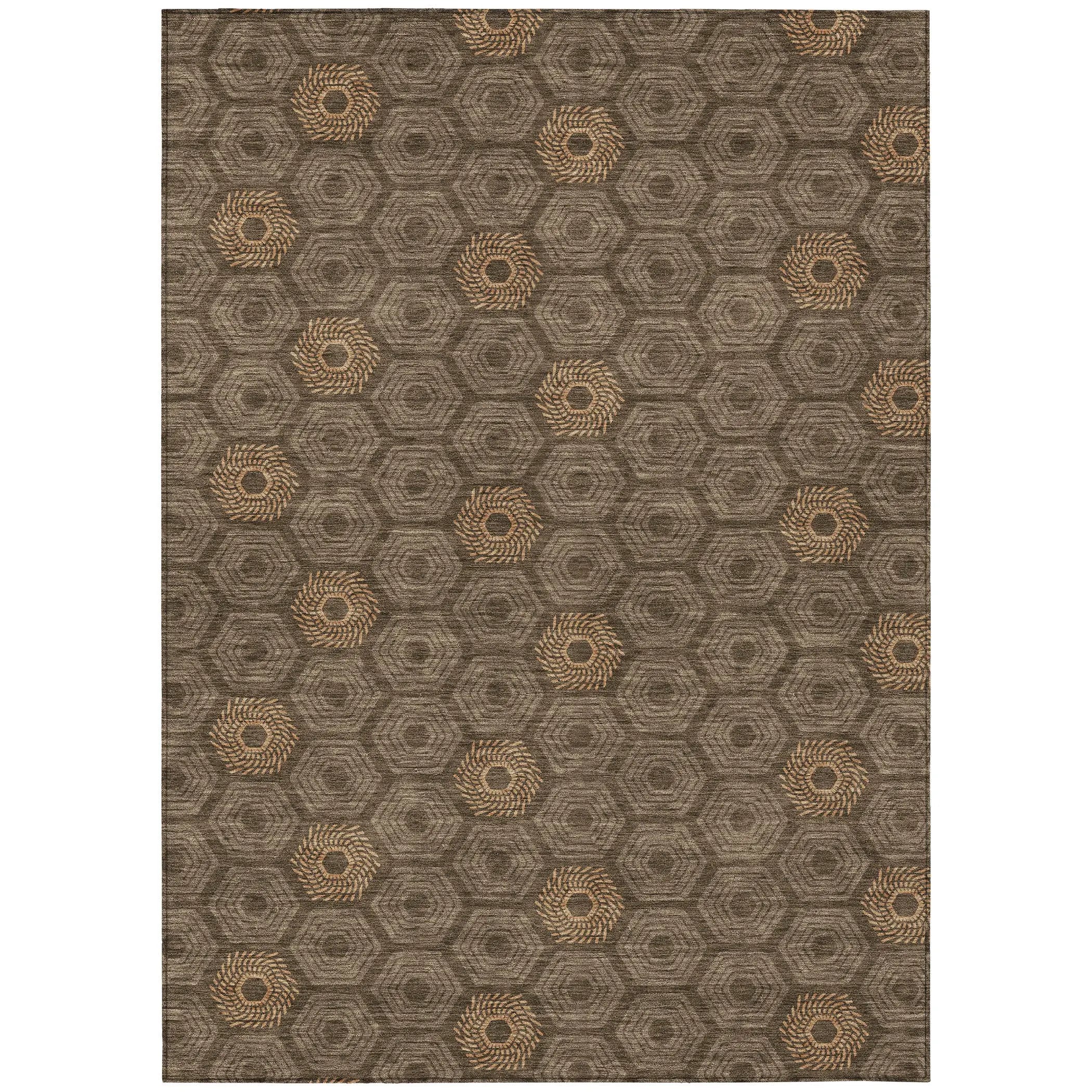 9' X 12' Chocolate And Brown Geometric Washable Indoor Outdoor Area Rug Homeroots Outdoor