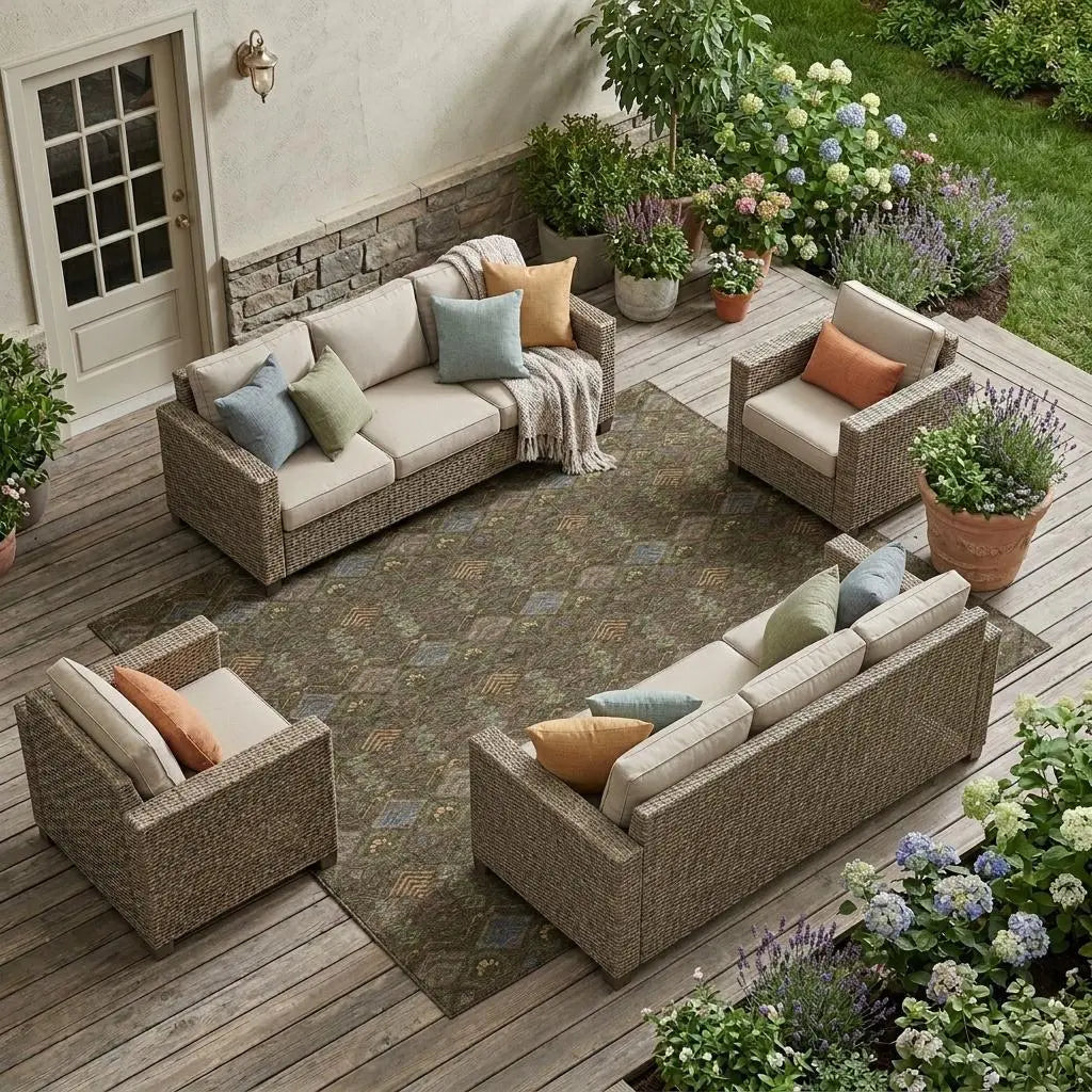 9' X 12' Chocolate And Brown Geometric Washable Indoor Outdoor Area Rug Homeroots Outdoor