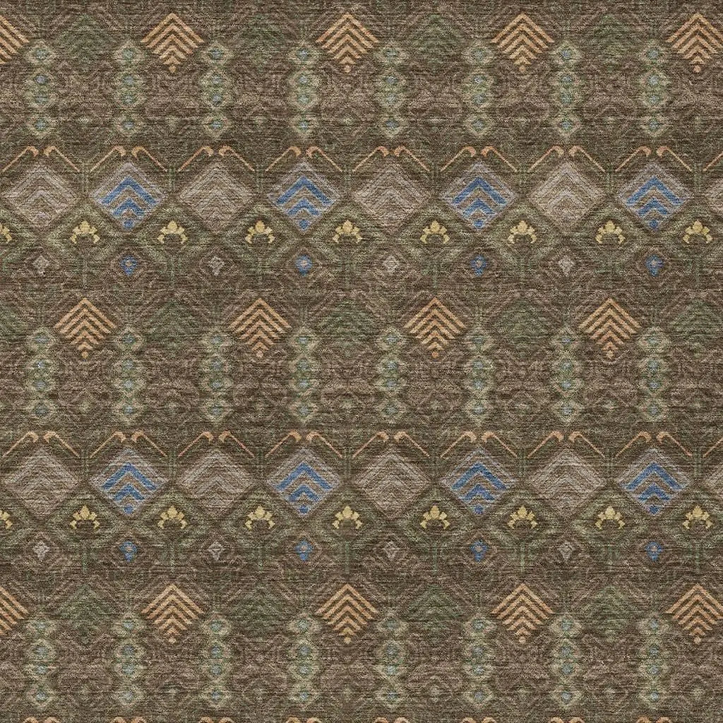 9' X 12' Chocolate And Brown Geometric Washable Indoor Outdoor Area Rug Homeroots Outdoor