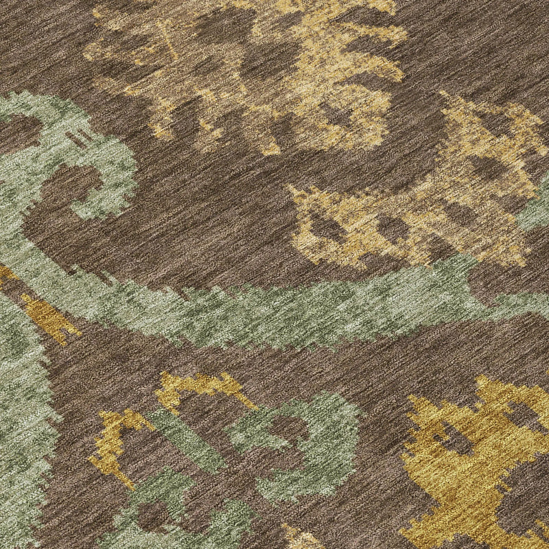 9' X 12' Chocolate And Brown Ikat Washable Indoor Outdoor Area Rug Homeroots Outdoor