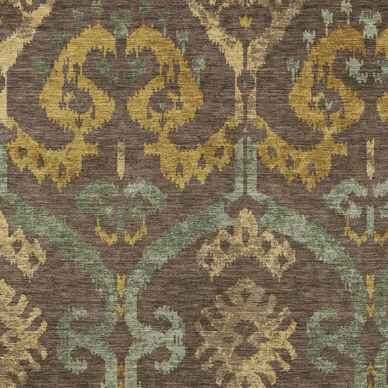 9' X 12' Chocolate And Brown Ikat Washable Indoor Outdoor Area Rug Homeroots Outdoor