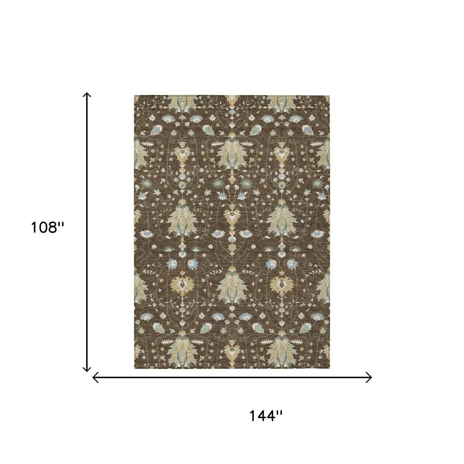 9' X 12' Chocolate And Brown Oriental Washable Indoor Outdoor Area Rug Homeroots Outdoor