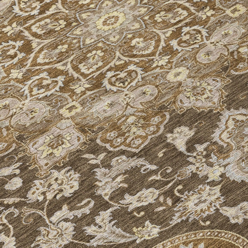 9' X 12' Chocolate And Brown Oriental Washable Indoor Outdoor Area Rug Homeroots Outdoor