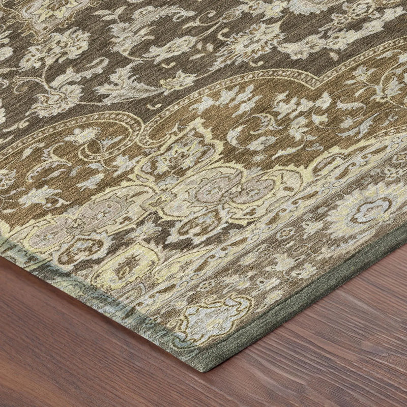 9' X 12' Chocolate And Brown Oriental Washable Indoor Outdoor Area Rug Homeroots Outdoor