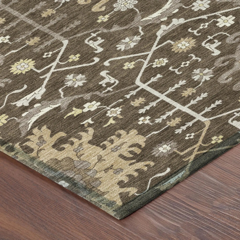 9' X 12' Chocolate And Brown Oriental Washable Indoor Outdoor Area Rug Homeroots Outdoor