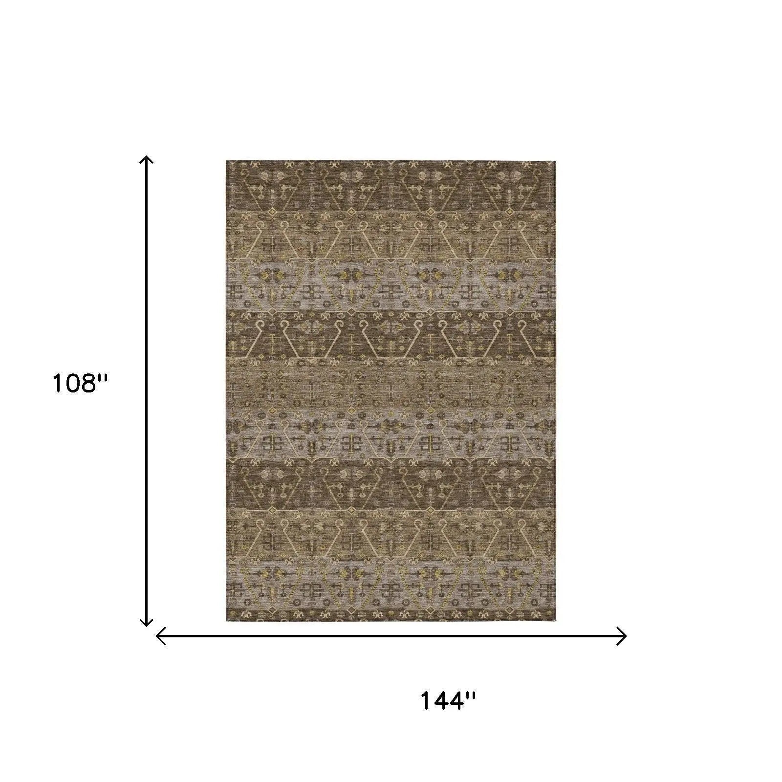 9' X 12' Chocolate And Brown Oriental Washable Indoor Outdoor Area Rug Homeroots Outdoor
