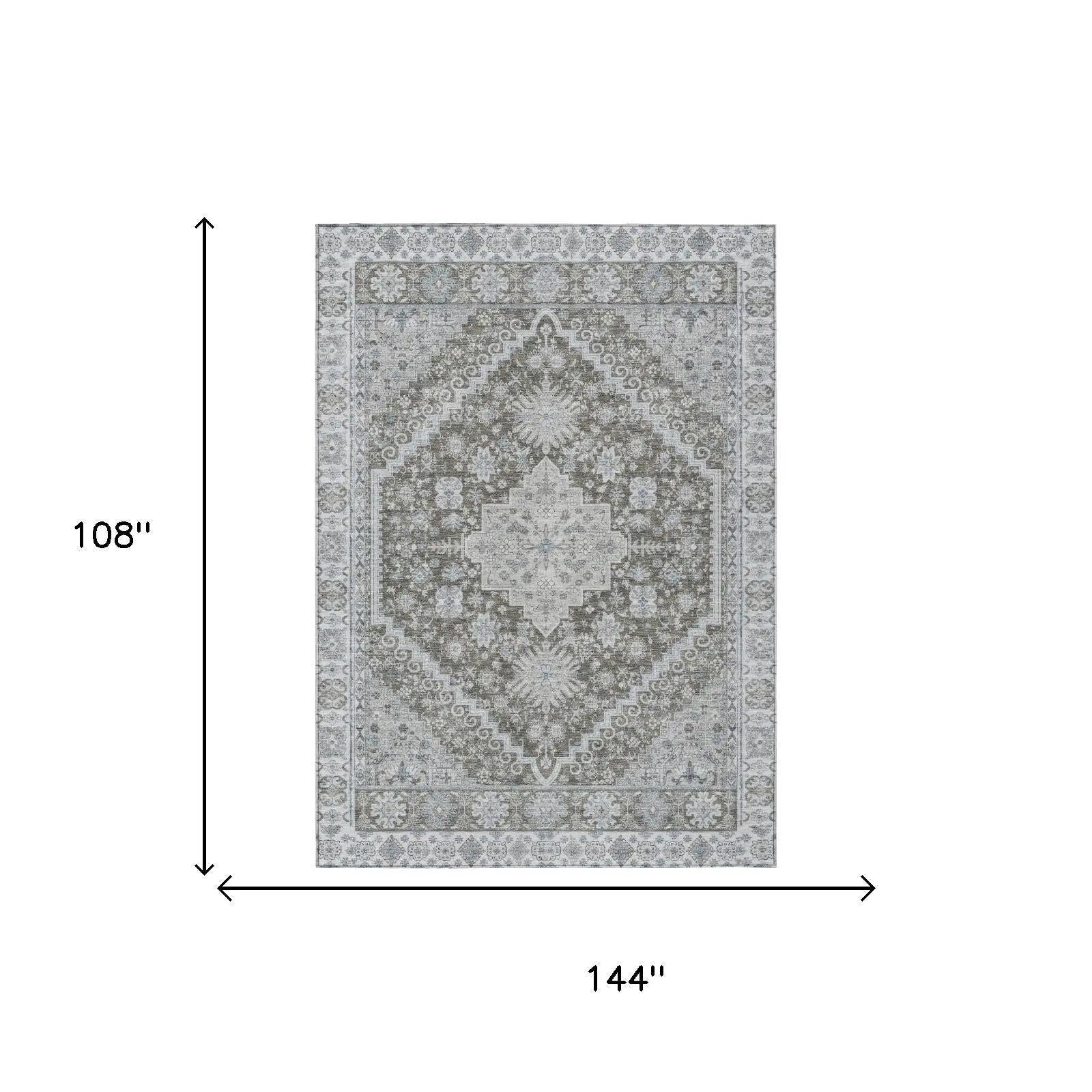 9' X 12' Chocolate And Brown Oriental Washable Indoor Outdoor Area Rug Homeroots Outdoor
