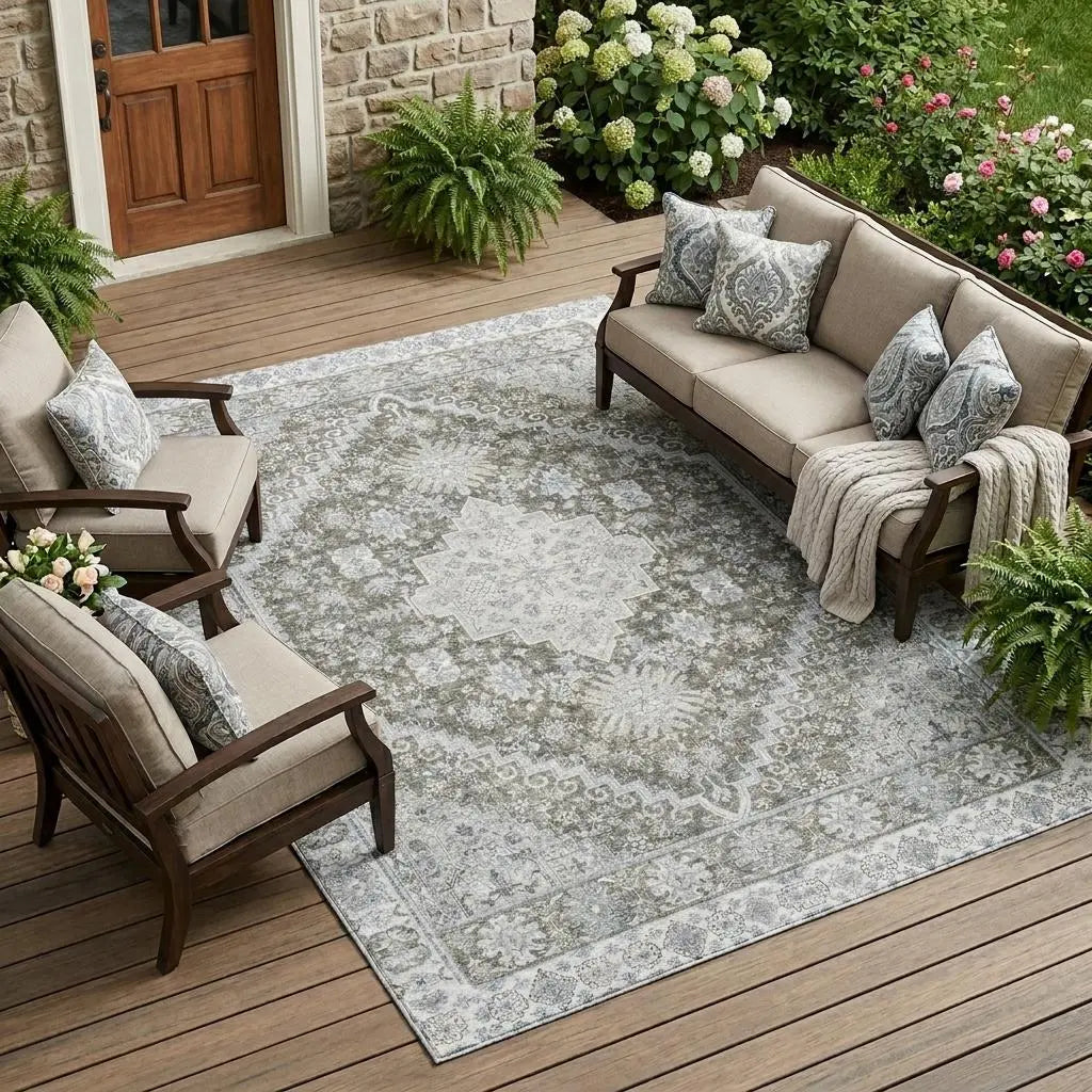 9' X 12' Chocolate And Brown Oriental Washable Indoor Outdoor Area Rug Homeroots Outdoor